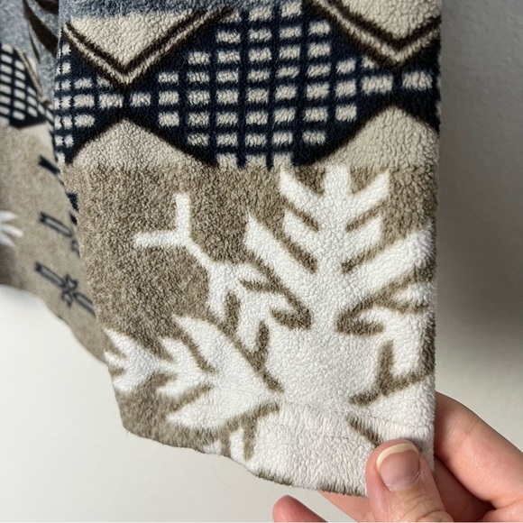 Retro Southwest Snowflake Fleece Half Zip Pullover Western Boho Size Large - Picture 2 of 5